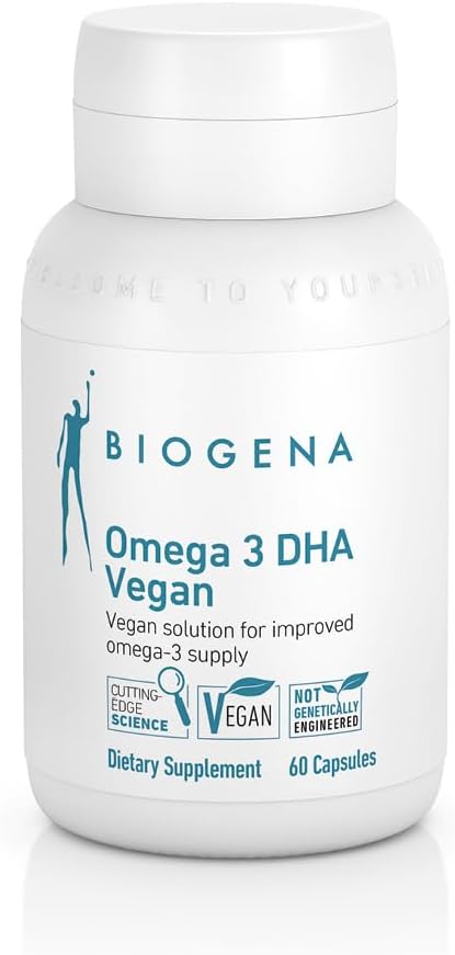 Biogena Omega 3 DHA Vegan: Növényi alapú kiegészítés Algae olaj javított Omega3 ellátás (60 kapszula - egy nap)