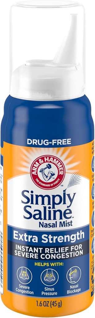 Arm & Hammer Preprosto Saline Nasal Mist Extra Jakost, Hude prebavne motnje, 1.6 Ounce