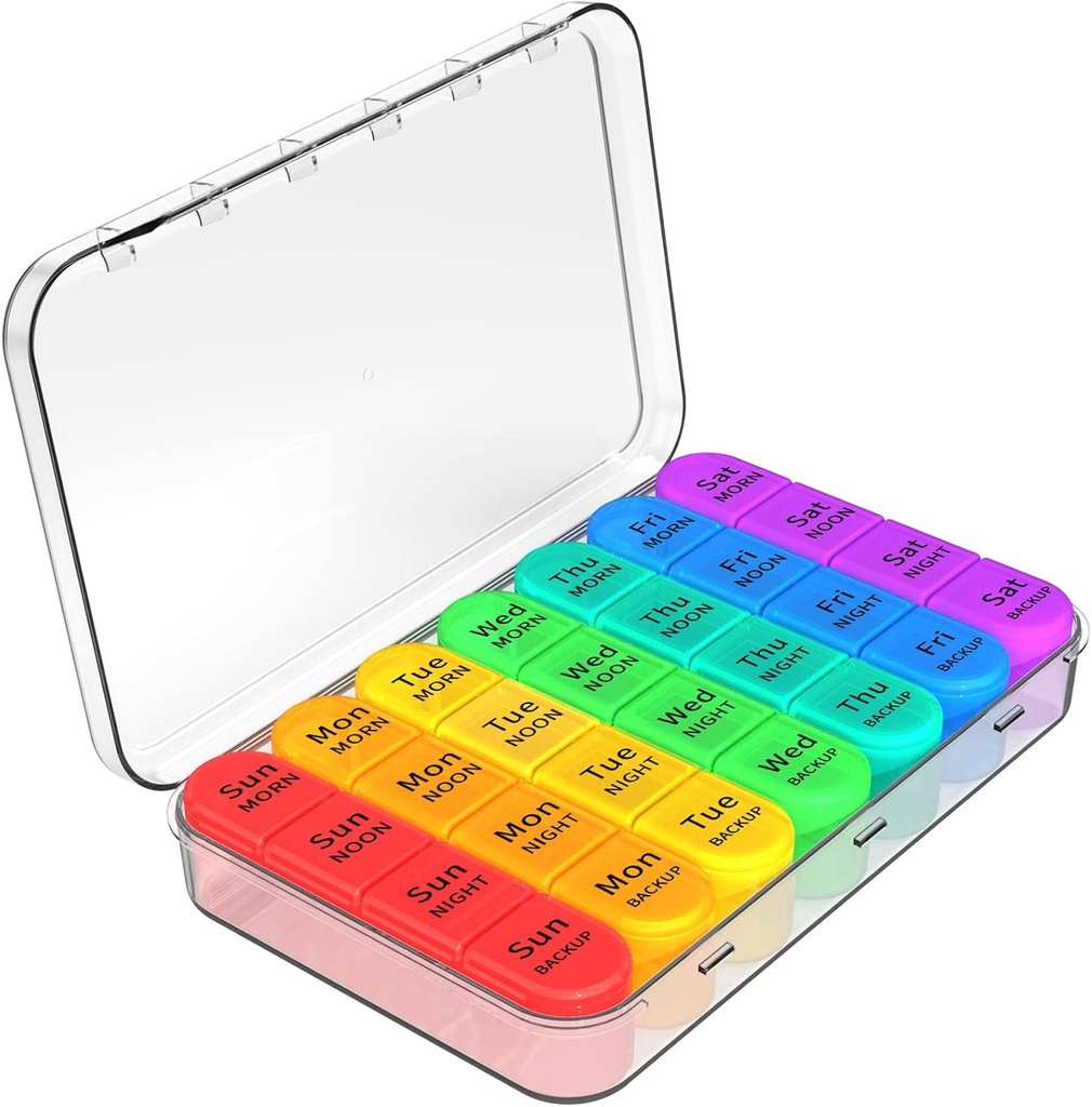 Daviky Cotygodniowy Pill Organizer 4 razy dziennie, Pill Box 7 dzień, Medicine Organizer Portable for Travel with Removable Indywidualny Pill Case Pill Container Hold Daily Witamina, Suplement i Medycyna