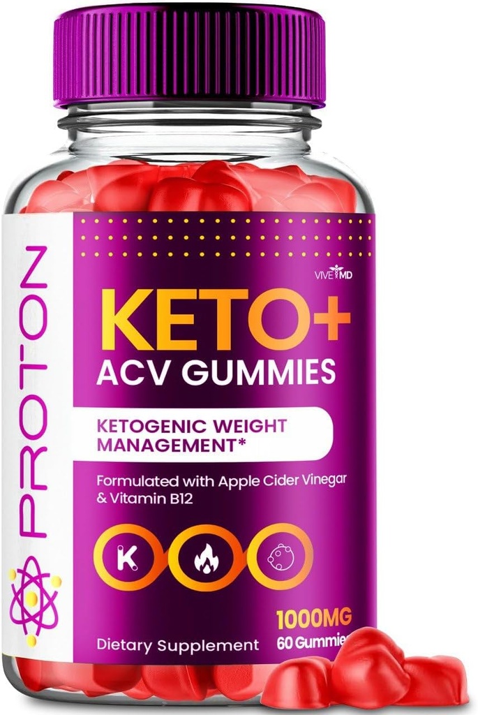 VIVE MD Proton Keto ACV Gummies Avansert vektkontroll, Protein Keto ACV Gummies, Proton Keto Plus Gummies med Apple Cider Vinegar Supplement 1000mg, Proton Keto + ACV Gummies anmeldelser (1 pakke)
