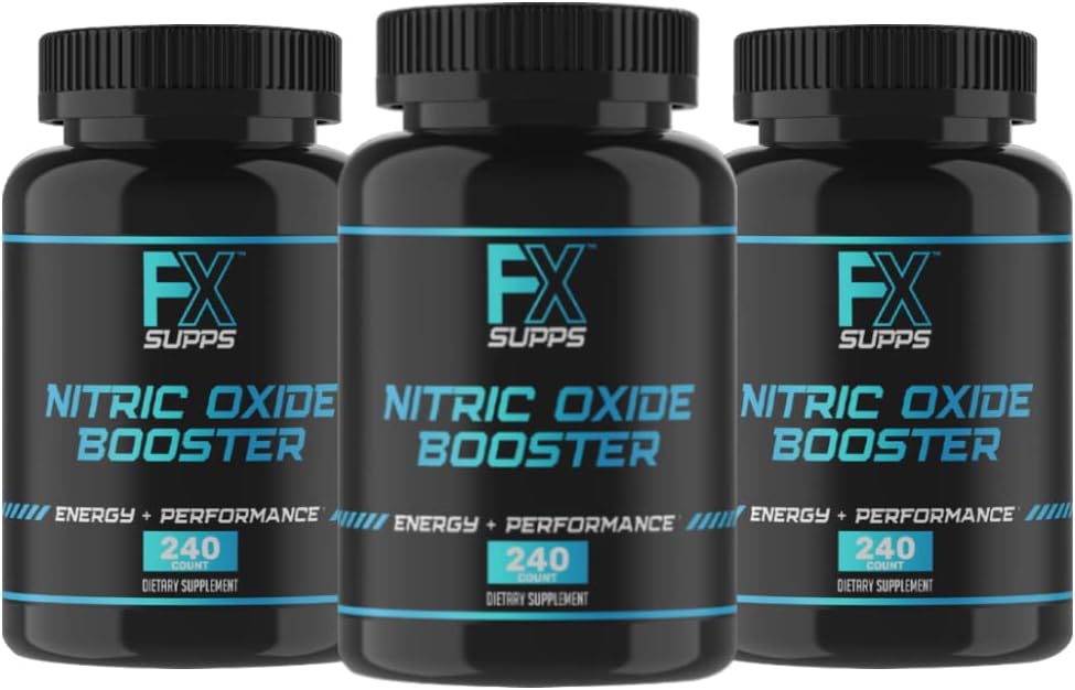 FXSUPPS Nitrik Oksit - Nitrik Çimento Pre Workout Supplement with L-Arginine and Beta Alanine for Energy, Vascularity, Muscle Pump, Heart Health, and Blood Flow, 240 Count (3-Pack)