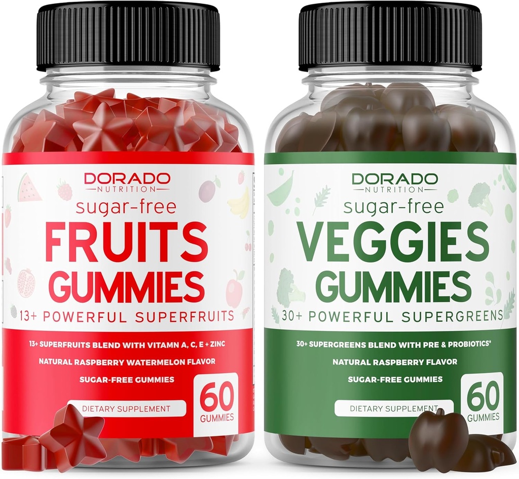 Fruit and Veggies supplement (120 Gummies) - Premium Sugar-Free Superfood Super Green ' Fruit Gummies for Adults - Immunity Support for Men " Women - Non GMO, Vegan Safe " Made in USA