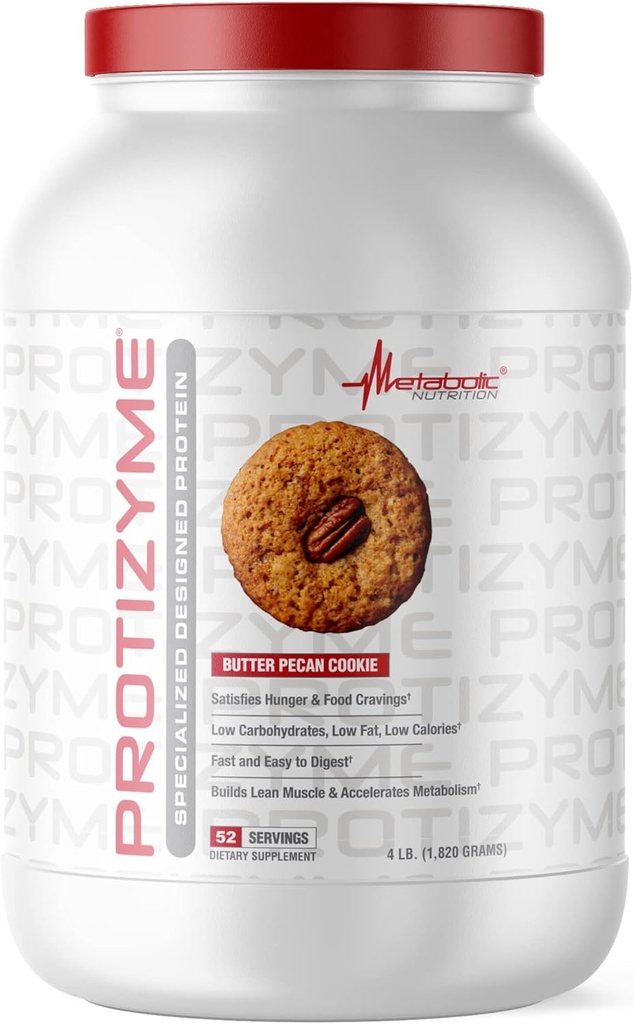 대사 영양, Protizyme, 100 % Whey Protein Powder, 고단백, 저탄소, 저지방 Whey Protein, 소화 효소, 24 필수 비타민 및 미네랄, 4 파운드 (52 ser)