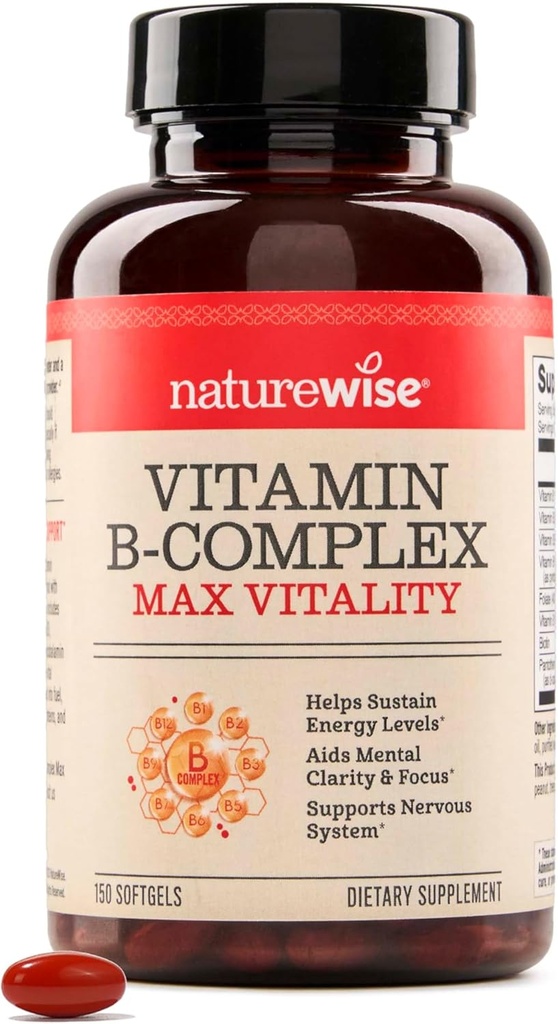 NatureWise Vitamina B Complex per le donne e gli uomini - con acido folico Biotin B1 B2 B6 B12 - Supporta energia cellulare & Clarity mentale - Gluten & Dairy Free, Non-GMO - 150 Softgels[5-Month alimentazione]