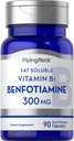 Piping Rock Benfotiamine 300mg - 90 Capsules - Fat Soluble Vitamin B1 - Non-GMO, Gluten Free supplement