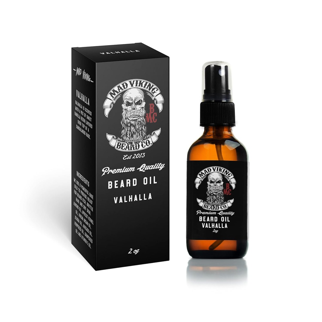 Nori Viking Valhalla Beard Oil - Hydrate, Mehko in rastejo svojo brado naravno. Boj srbečica in prhljaj z gladko Sandalwood & Vanilla Scent, Made V ZDA - 2oz