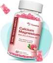 Gummie di calcio ad alto assorbimento, Gummie di zinco di calcio senza zucchero con vitamina D3 per gli uomini e le donne, Peach aromaed 60 Cts
