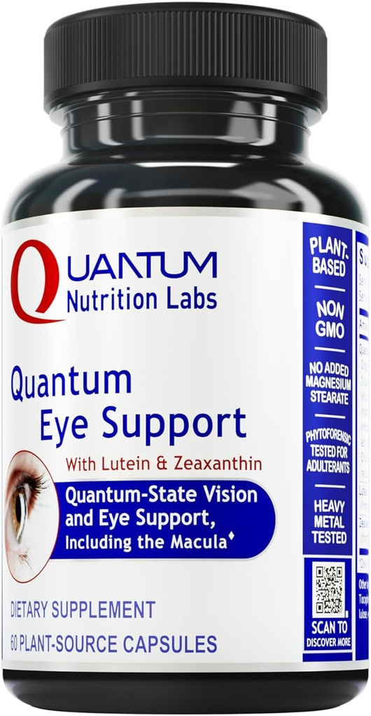 Quantum Nutrition Labs Eye Support - Vitamines pour la santé des yeux, Lutéine et Zeaxanthin Suppléments pour les yeux pour les adultes et les aînés, soutient la santé maculaire, contient des baies et des carottes - 60 capsules végétariennes