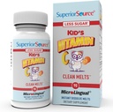 Fonte superior Kid's Vitamina C Clean Melts - Suplemento de suporte imunológico para crianças - Menos açúcar - Não-GMO, Gluten-Free & Preservative-Free - 90 MicroLingual Instant-Dissolve Tablets