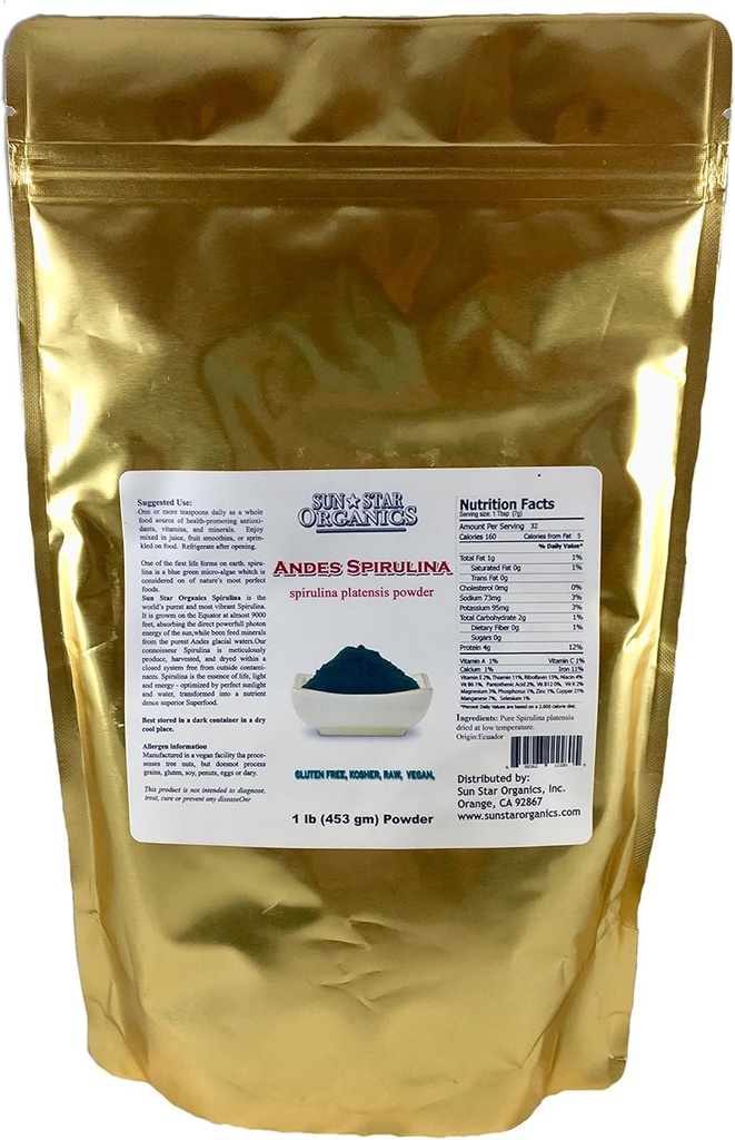 Spirulina - Grüne Superfood - 1 lb Tasche