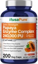 NusaPure Papaya Papain Enzyme Komplex 240.000 PU - 200 Veggie Caps - 100% vegetarisk, icke-GMO