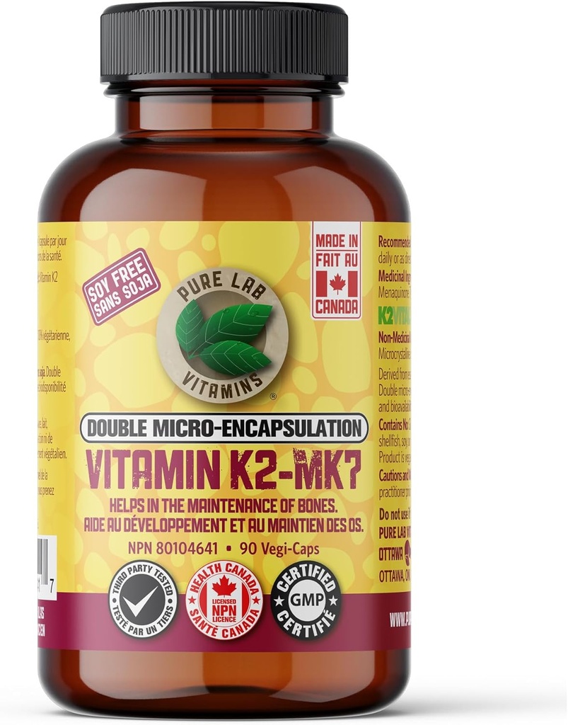 Phòng thí nghiệm thuần túy có vitamin K2 MK7, 90 Vegi-Caps thực hiện ở Canada