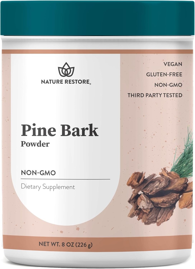 Nature Restore Powder Pine Bark, 8 ons / 226 Grams, Standardisasi ke 95 Percent Proantocyanidins, Vegan, Gluten Free, Non GMO