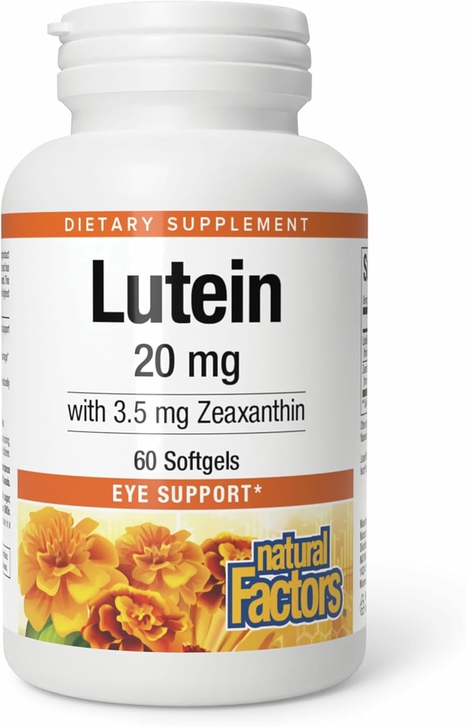 Factors naturals - Lutein 20mmg, Antioxidant natural per donar suport a la salut ocular, 60 Gels suaus