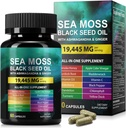 Sea Moss Black Seed Oil Ashwagandha Ingefær, Sea Moss Capsule Supplement med gurkemeje Burdock Root Bladerwrack Vitamin C Vitamin D3 Forbedret immunitet & energi Black Seed Oil Capsule 60 Count