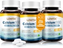 Lovita Citrato de cálcio 800 mg com magnésio, vitamina D3 & K2, força óssea e densidade Suplemento para mulheres e homens, Suporta dentes, Saúde Imune, Glúten livre, Não-GMO, 360 Tablets Vegan
