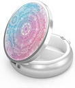 Pill Box 3 Commissite Small Pill Case, Portable for Pocket or Purse Pill Organizer Pill Container Holder to Hold Vitamins, Medication, Fish Oil and Supplements (Mandala Bright)