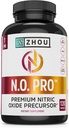 Zhou N.O. Pro - Premium Nitric Oxide Supplemento per uomini e donne, cuore, muscolo e supporto del sangue con barbabietola Root & L Arginina, naturale Nitric Oxide Booster - 120 capsule vegetali