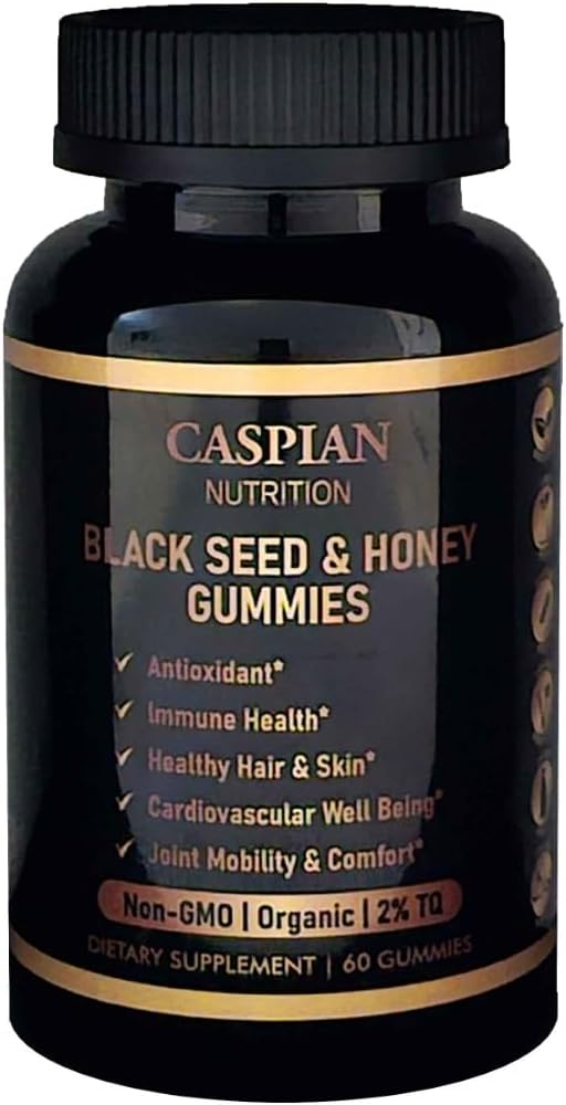 Black Seed " honey Gummies with Biotin " Vitamin C, Organic, Non-GMO, 2% TQ, 60 Gummies
