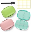 3 Pack 8 Compartments Travel Pill Box,Pill Organizer 7 Days Moisture Proof Small Pill Case för Pocket Purse Daily Portable Medicine Vitamin Holder Container (Pink+Blue+Green)