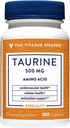 La vitamina Shoppe Taurine 500MG, Aminoacido di forma libera, antiossidante che supporta la salute cellulare e cardiovascolare con vitamina B6, cervello e supporto di memoria (100 capsule)