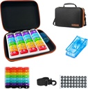 Monthly Pill Organizer 1Time A Day, Pill Organizer Monthly 1Time A Day with 32 Daily Comparts & 1Pill Cutter & 1 Case & 1Shoulder Straps & 2PCS 31 Days Sticker. Handle nyaman, BPA- Free.