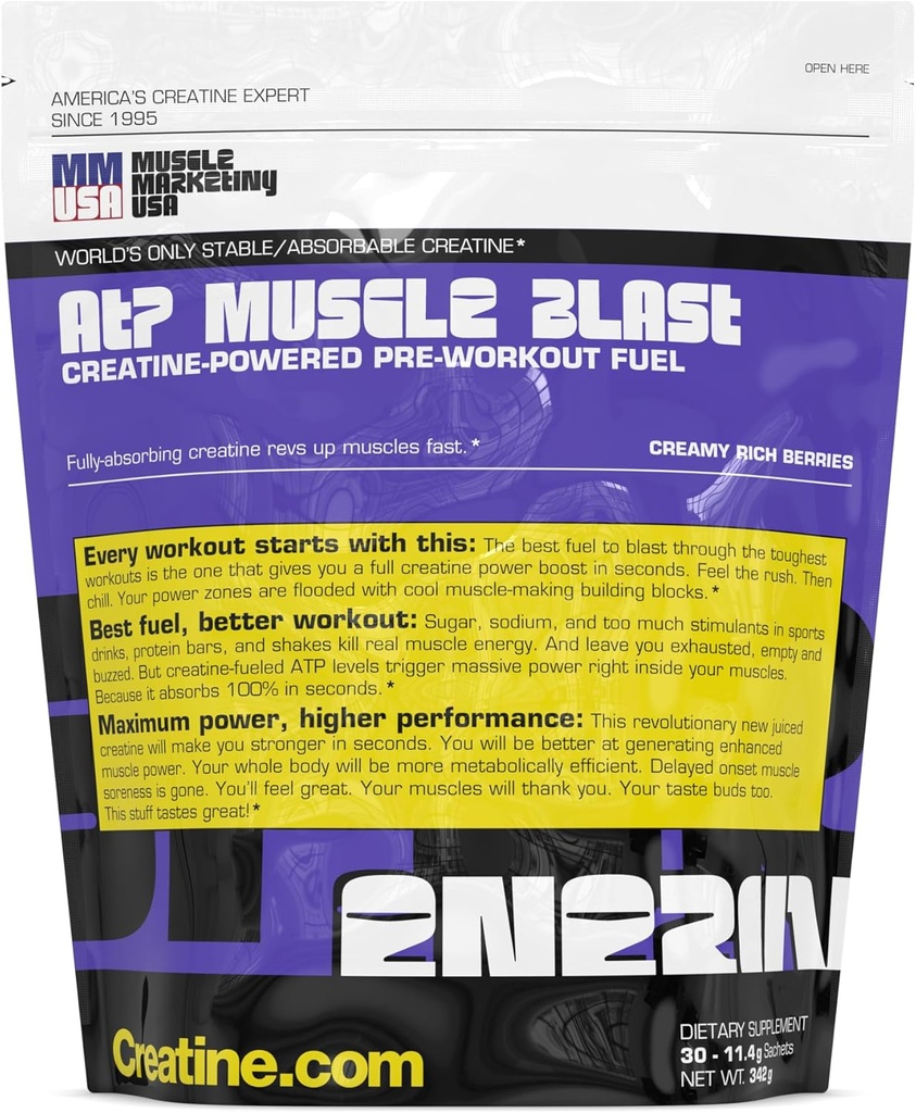 MMUSA ATP שריר Blast: משקאות אנרגיה רק Stable Creatine. תפיסה מיידית Immediate Boost for Intense Bodybuilding, Endurance Sports. רכבת Harder, Recover Faster