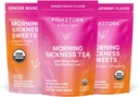 Rózsaszín Stork Morning Betegség Relief Kit - 3-Piece Bundle Organic Ginger Peach Tea, B6 Sweets, Ginger Lozenges - terhességi támogatás, First Trimester Essentials, Ajándék terhes nőknek