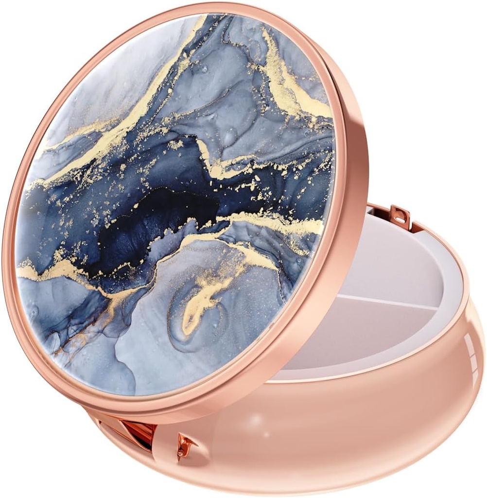 Ruider Polle Box, 3 Smitember Media Picture Pieal Case, Small Maily Maily Media Box สําหรับ Purse & Pocket, Rose Gold, Dark Gray Marble