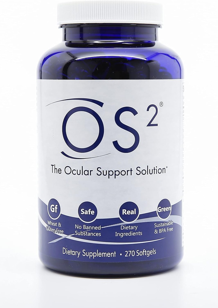 OS2 Ocular Support Solution - 270Ct, Patented Eye Vitamins w AREDS2, VIT A, C, Zink, Omega-3, Lutein & Zeaxanthine, voor Macula Health, Dry Eye, Blue Light & Night Vision Supplement