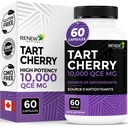 Renew Actives Tart Cherry Extra 500mg per 2 Capsules – High-Potency Antioxidant for Free Radical Protection & Wellness – 60 Easy-to-Swallow Capsules – Made in Canada