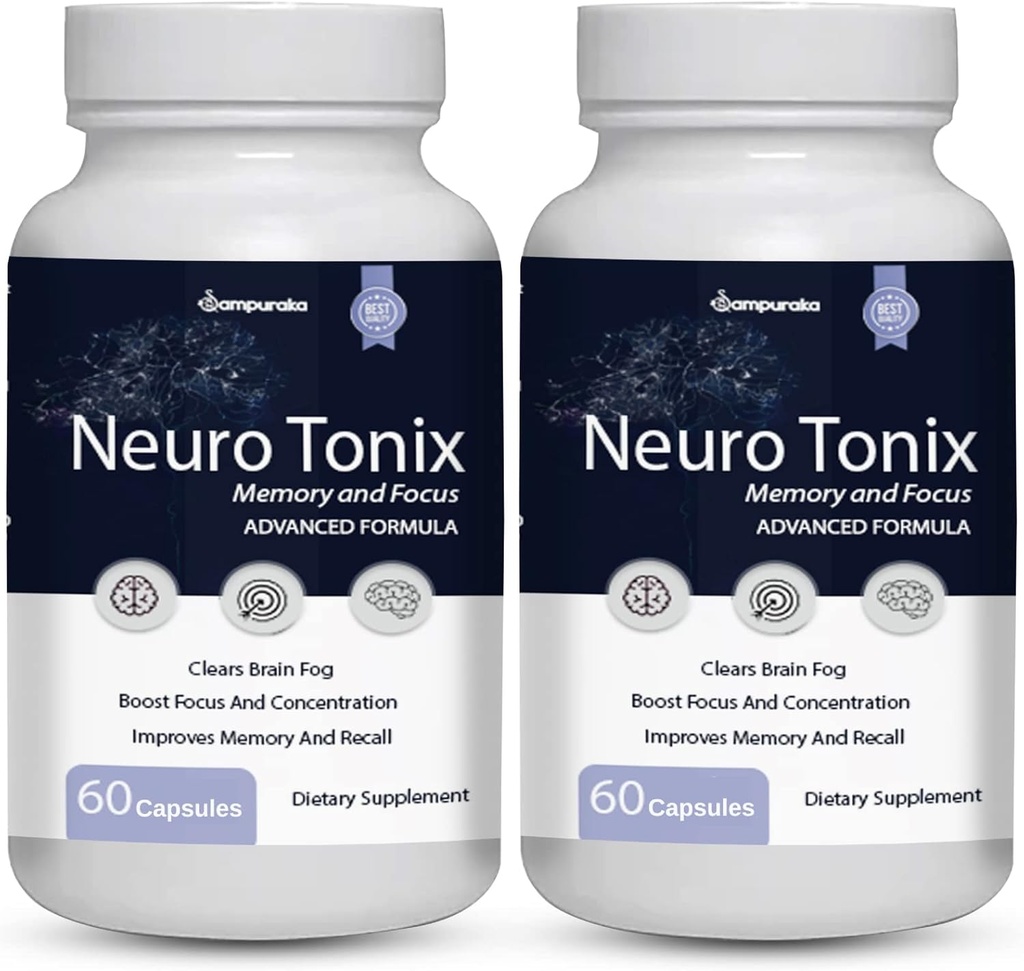 Neuro Tonix Advanced Formula atmiņas un fokusa papildinājumam - 2 iepakojumi NeuroTonix 120 kapsulas (pillas)