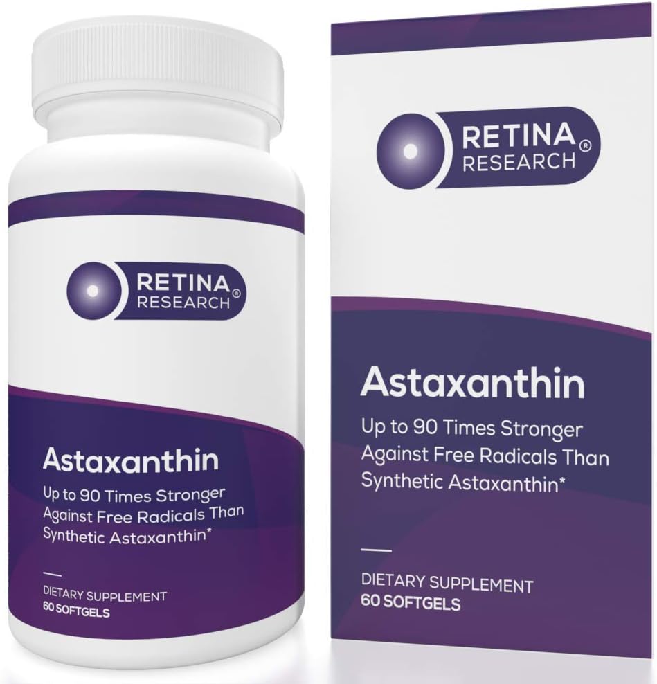 Natural Astaxanthin Eye Vitamin 10mg - Eye Health'i dəstəkləmək üçün əlavə - Ətraflı 90 Times daha güclü - Doktorlar tərəfindən Formulaed - 3rd Party Sertifikalı - 60 Softgels