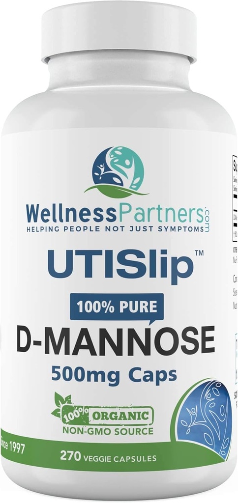 UTI Slip D- Mannose Nem GMO Szerves forrás Veggie kapszula 270 Count (500 Mg)
