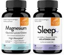 Sandhu's Magnesium Glycinate Lysinate Easy to Swallow 120 kapsulak & Sleep 60 kapsulak -Habit ez diren 5-in-1 Sleep Aid Supplement | Support Restful Sleep, Muscle & Heart Health | Made in USA