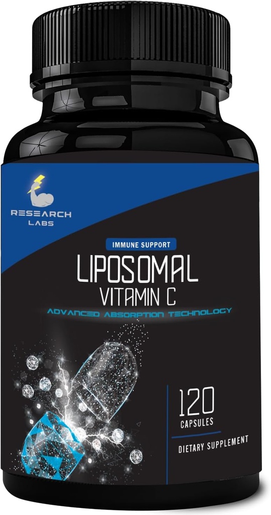 Research Labs Lipomal Vitamin C Suplemen w / Enhanced Absorpsi LipoQuil- C £124; 120 Capsules Imune Dukungan Collagen Booster; Tinggi Dose Fat Soluble Vita C 1000mg Buffered 124;