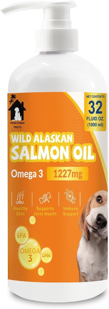 Lazacolaj kutyáknak & Macskák 124; Omega 3 Halolaj kiegészítés egészséges bőr & kabáthoz, Joint & Bone Support, Allergia Relief & Inflamated Defense 124; 32oz