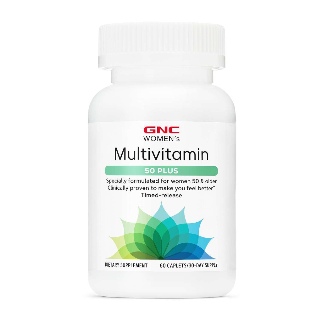 GNC Women's Multivitamin 50 Plus, Supports Bone, Eye, Memory, Brain and Skin Health with Vitamin D, Calcium and B12, Helps Increase Energy Production, 60 Caplets