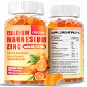 Calcium Magnesium Zinc Gummies with D3 &B6 &K2,1000mg Calcium Gummies with 300mg Magnesium Support Immune Energy for Adults and Teens,Sugar Free(120Count)