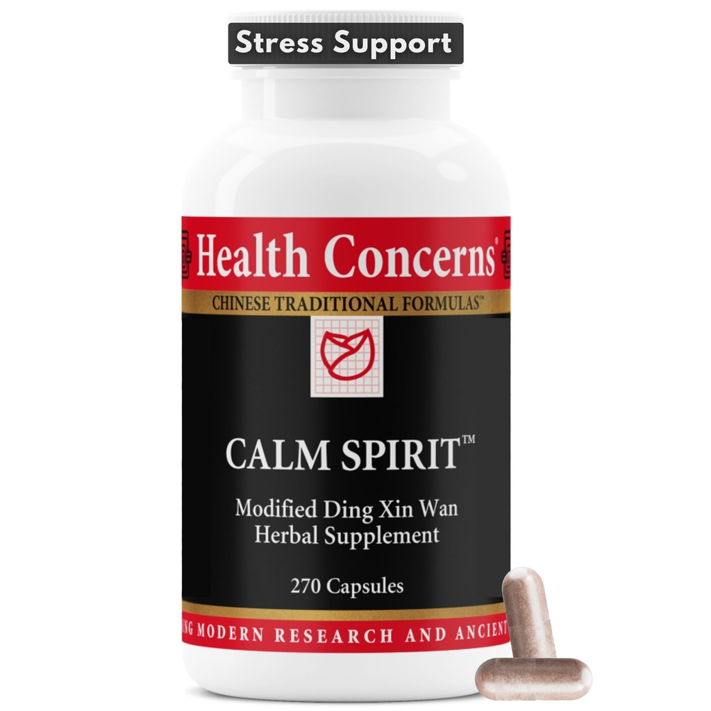 Health Concerns Calm Spirit - Stress Relief Supplement with Chinese Herbal Blend - Supports A Relaxed Mood, & Emotional Wellness - Magnesium Glycinate & Hawthorn Extract - 270 Capsules