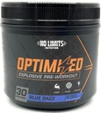 "Optimeret" Blue Razz Pre- Workout Pulver / Massive Pumper / Øge Muskelmasse, Styrke & Focus / Beta alanine + L- Citrulin + Betain Vandfri + Creatin + Koffein + Koffein Vandfri / 30 Servering