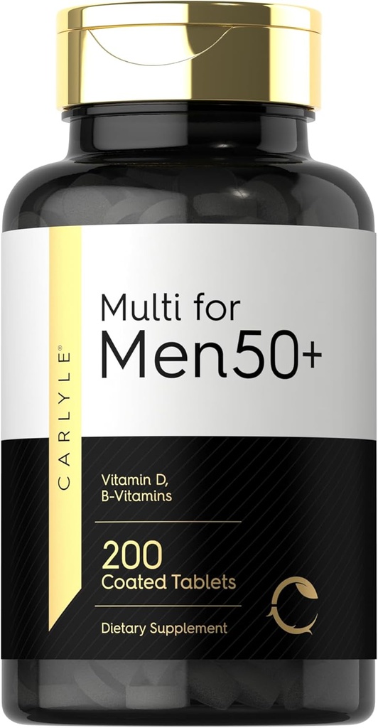 Carlyle Multivitamin untuk Pria Lebih dari 50 Plus 124; 200 Count 124; dengan B Vitamin, Vitamin D, Magnesium & Zinc 124; Gluten Free Suplemen