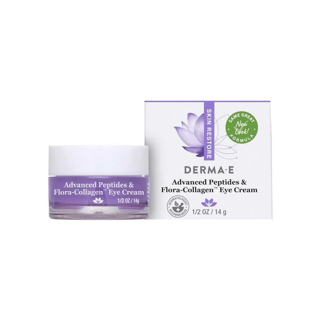 Derma E Advanced Pettides и Vegarian Flora-Collagen Eye Cream  год.Двойно действие Collagen Eye Cream с Pettide Cream с Petide Knivers и Hydrating Under Eye Cream  по всички природния крем Moisturizer, 0.5oz