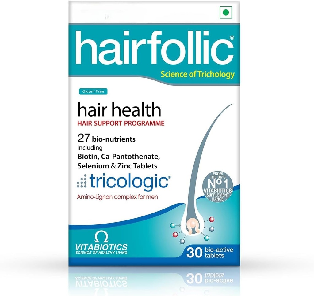 Welmen - Suplementos de cabelo (30 vitaminas e minerais) para homes con zinc, Selenio, lignans que soporta o crecemento do cabelo, proporcionar forza para raíces de cabelo | - 30 comprimidos