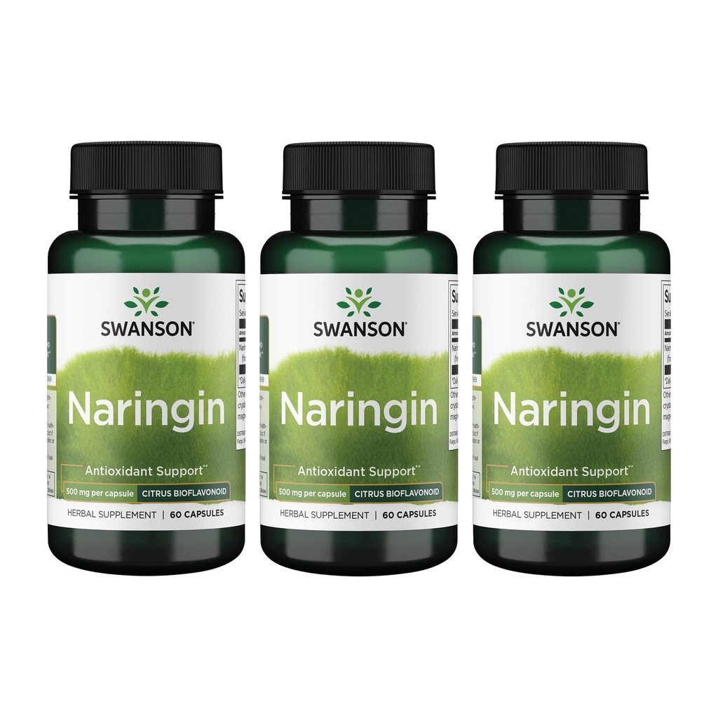 Swanson Naringin Citrus Bioflavonoid Antioxidant Supplement for Adults Seeking Enhanced Vitamin C Benefits - 500 mg (60 Capsules, 3 Pack)