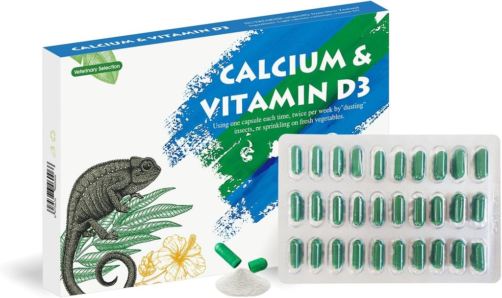 Kalcio reptilijos priedas su pridėtu vitaminu D3 ® Idealiai tinka suskaldytiems drakonams, vėžliams ir daugiau