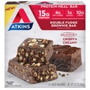 Atkins Double Fudge Brownie Protein Ateriapatukka, Korkea kuitu, 15g proteiinia, 1g sokeria, 4g Net Carb, Aterian korvaaminen, Keto Friendly