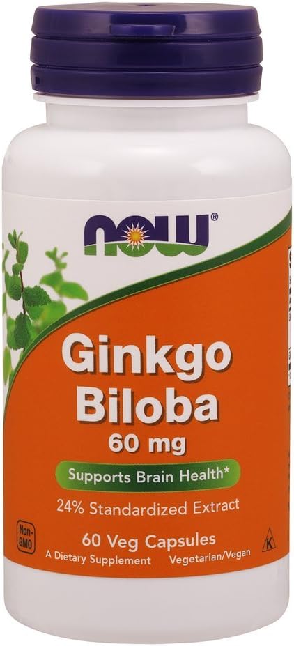 Now Foods גינקו בילובה 60mg 24% לחלץ, 60 קפסולות