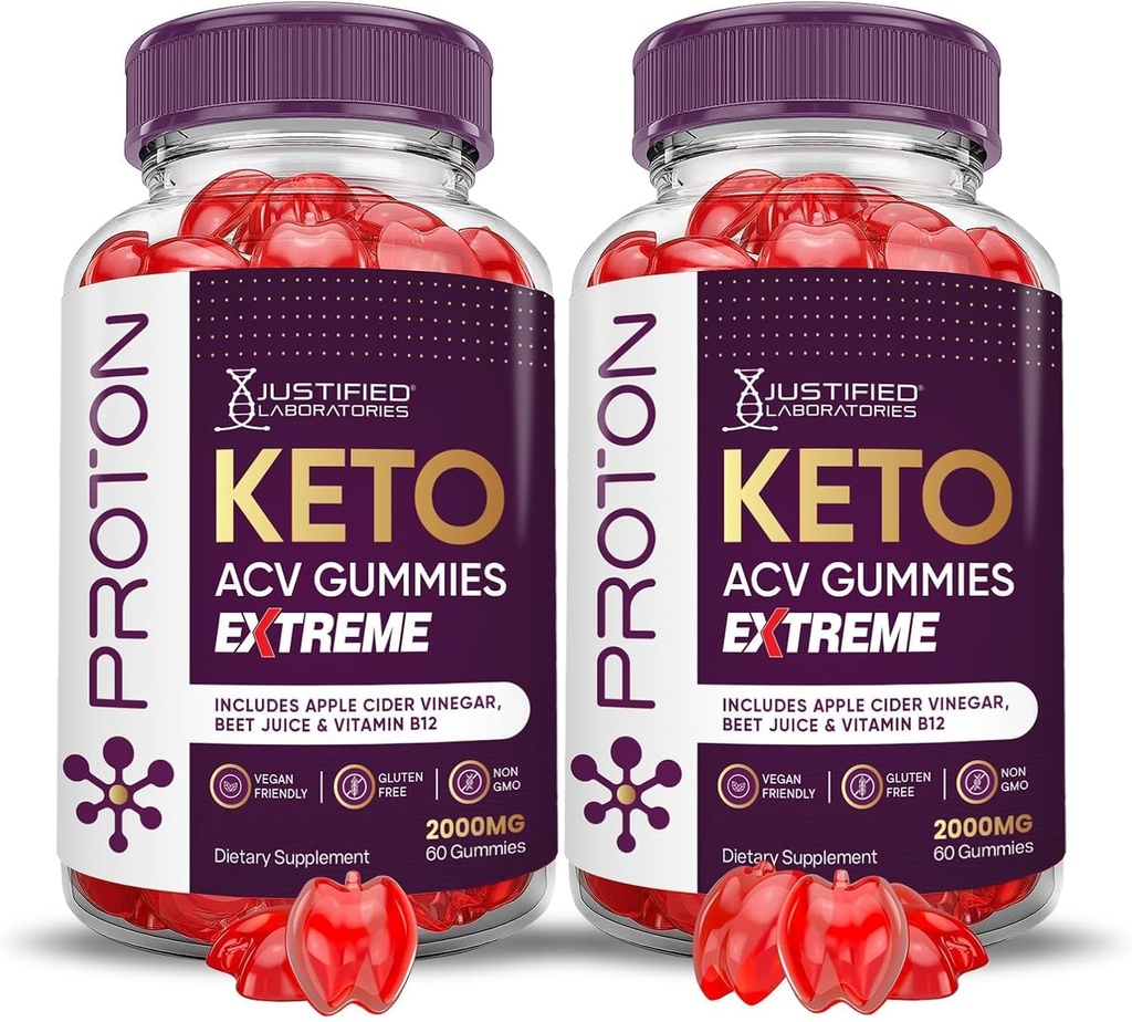 Indokolt laboratóriumok (2 Pack Proton Protein Keto ACV Gumies Extreme 2000MG Proton Keto Gumies Apple Cider Ecet Gránátalma Pomegranate Beet Juice Powder B12 Vegan Nem GMO 120 Gumis