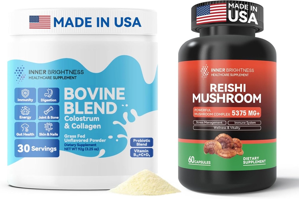 Bovine Colostrum & Collagen Toz üçün Gut Health, Immune Support, Saç Uşaq və Gözəllik Təhlükəsizliyi + Ekspert ilə Reishi Mushroom